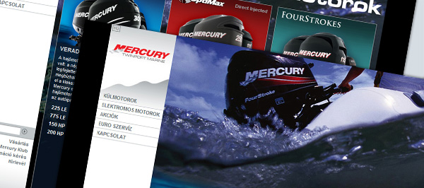 A Mercury Csónakmotorok brandsite-ja