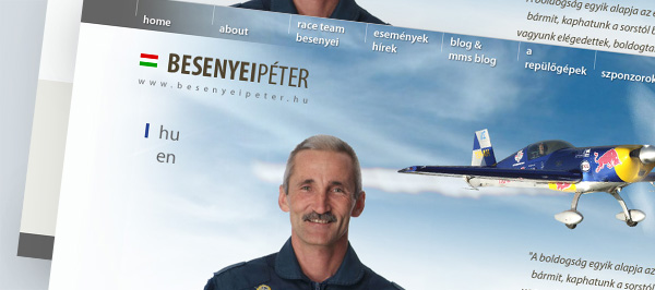 Besenyei Péter weboldalának designja